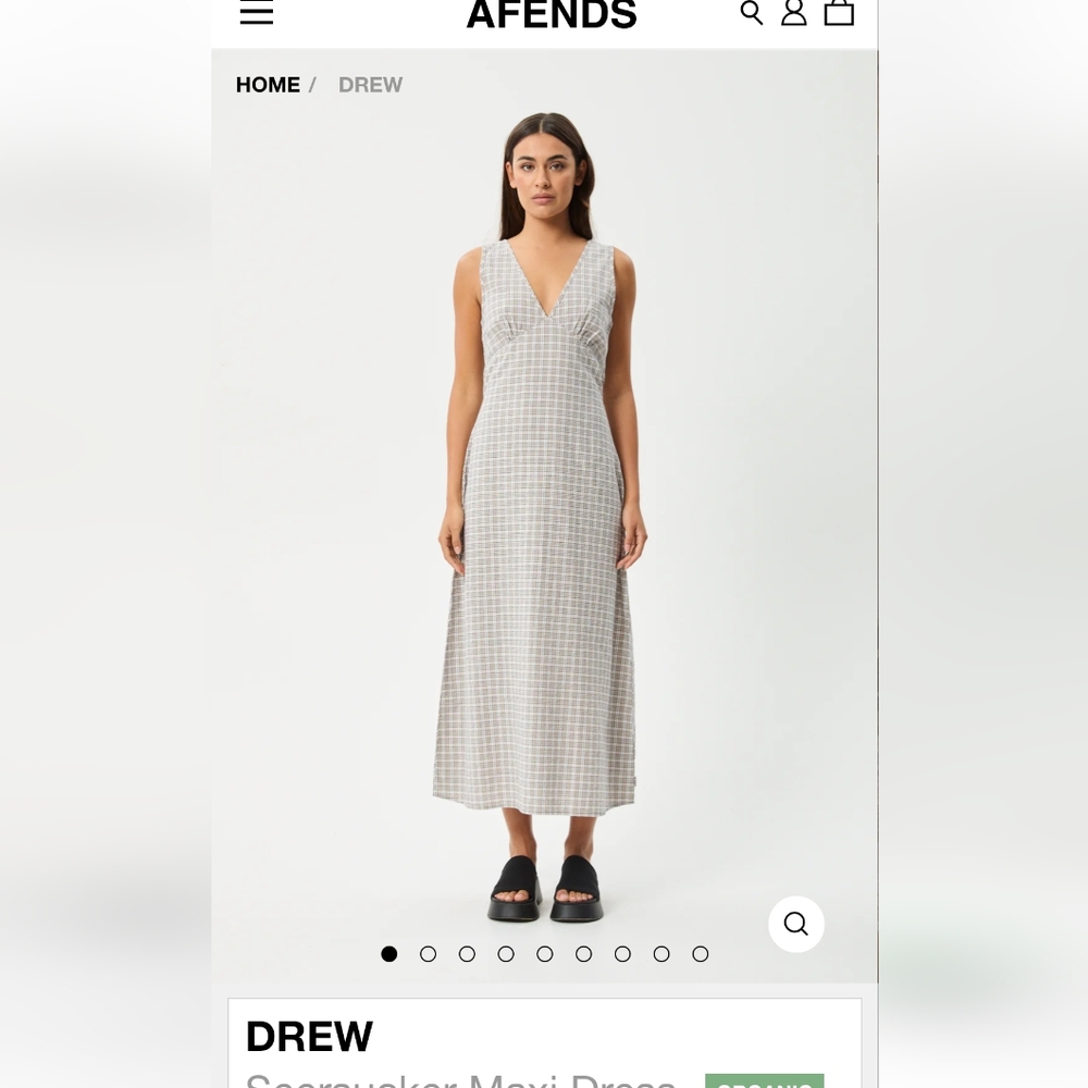 Afends Women's Gray Checkered Maxi Dress